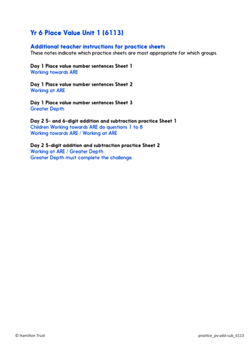 Practice Worksheets: Place value in 6-digit numbers (Year 6 Place Value ...