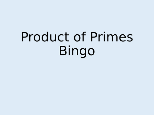 Product of Primes Bingo