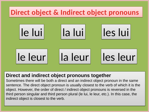 Double object pronouns (Direct and indirect object pronouns)