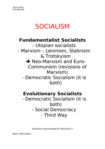 Major Booklet on Socialism