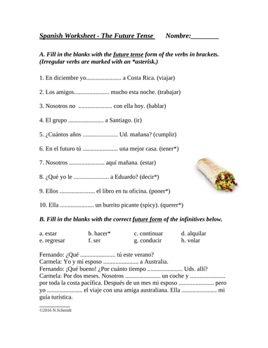 spanish future tense worksheet el futuro teaching resources