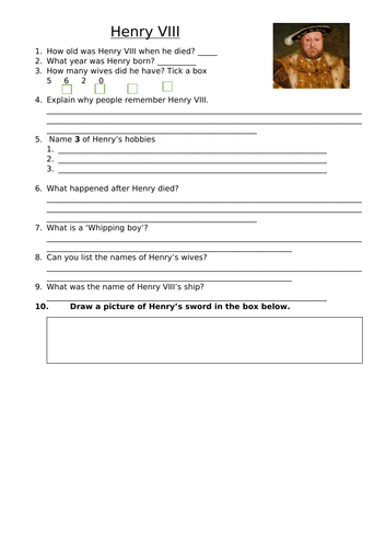 KS1 HISTORY/COMPUTING Henry VIII