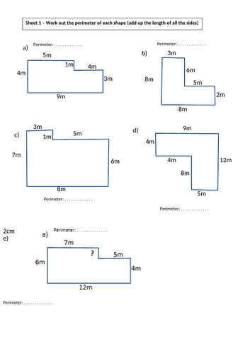 perimeter of rectilinear shapes y5 worksheets and challenges