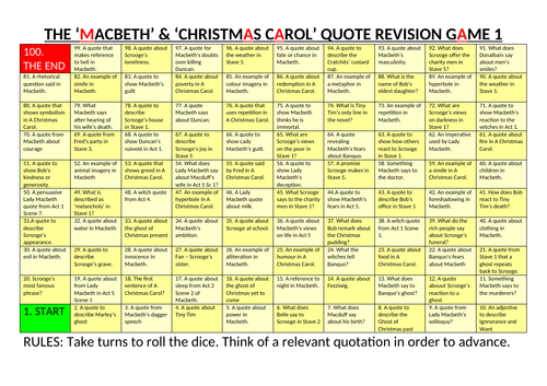 3 Revision Games for Macbeth and A Christmas Carol
