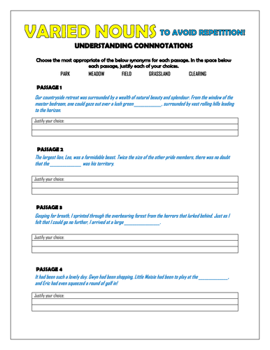 Varied Nouns to Avoid Repetition!