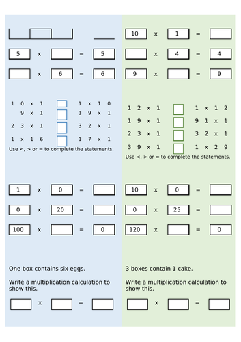 Year 4 - Multiplying by 1 and 0