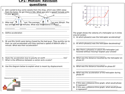 CP1 - Motion Edexcel - Revision questions and answers