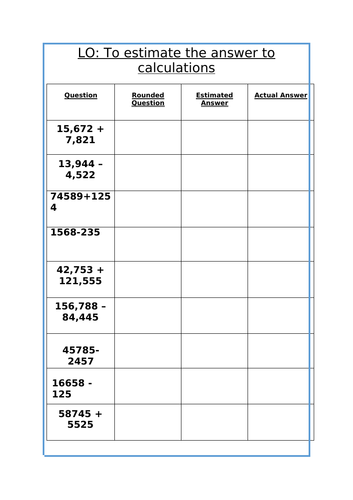 Year 5 addition and subtraction unit worksheets - white rose