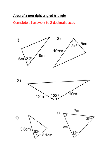 Area of a non right angled triangle lesson