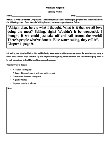 Kensuke's Kingdom Speaking Practice