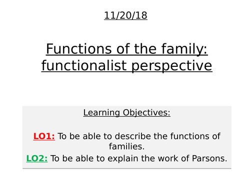 Functionalist perspective on the family