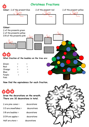 Maths Christmas Fractions Differentiated