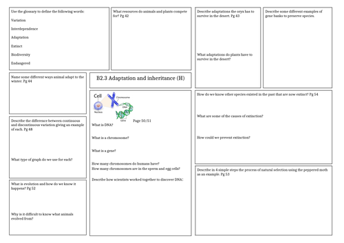 Revision Mat: Activate 2 - Adaptation and inheritance