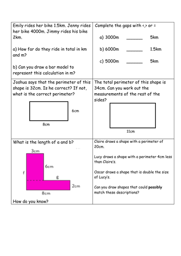 area and perimeter problem solving year 4