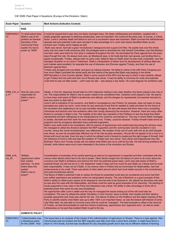 Stalin past paper questions and indicative content. Paper 4 CIE 9389 A-Level.