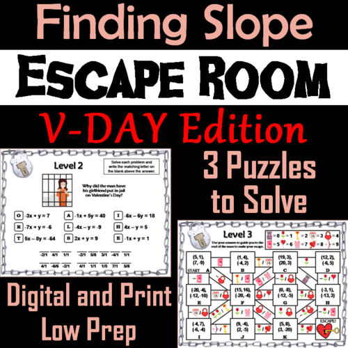 Finding the Slope Game: Escape Room Valentine's Day Math Activity