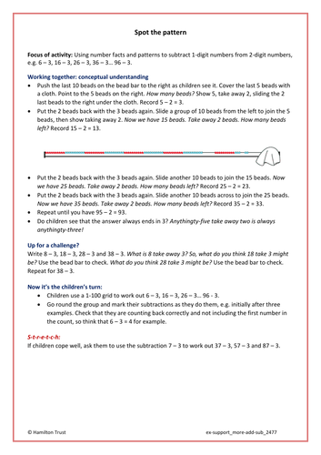 Extra Support Activity: Subtract by counting back. ( Year 2 More Addition and Subtraction )
