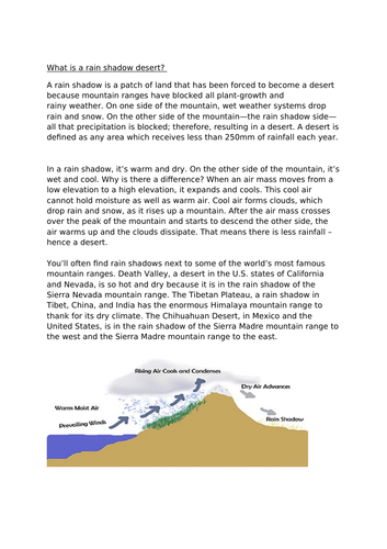 Model text: What is a rain shadow desert?