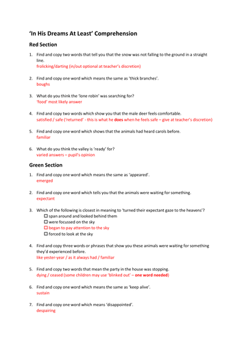 Year 6 Christmas Text with Comprehension and Lesson Ideas