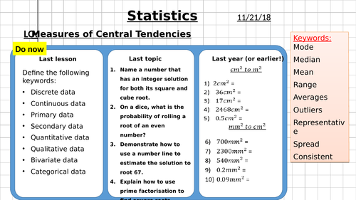 Statistics - Measures of Central Tendencies (Mode, Median, Mean and Range)