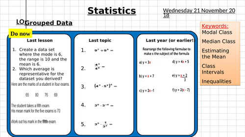Statistics - Grouped Data