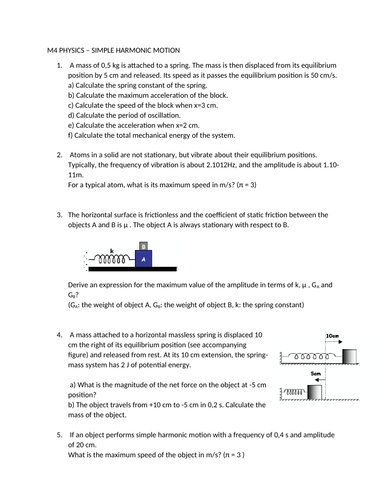 SIMPLE HARMONIC MOTION QUIZ