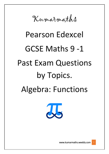 Pearson Edexcel GCSE Mathematics 9-1 Past Exam questions by Topics : Functions
