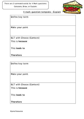 Edexcel A level Business 4 Mark Question template answer structure worksheet