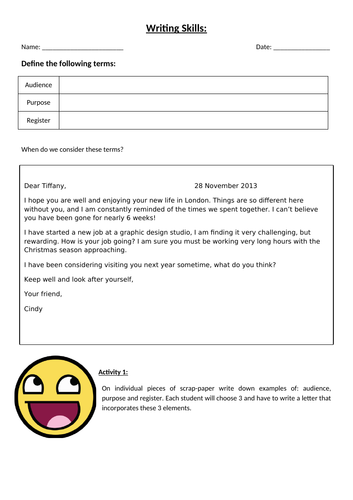 English: Exploring Audience, Purpose and Register