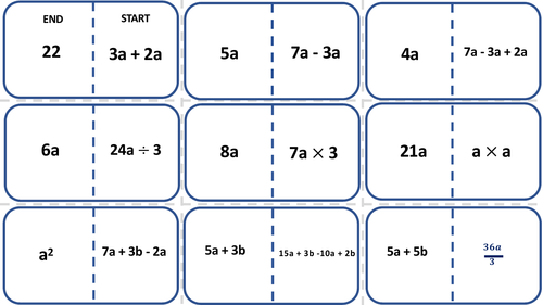 Algebraic notation follow me cards