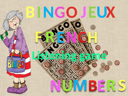 Bingo listening game. French numbers.