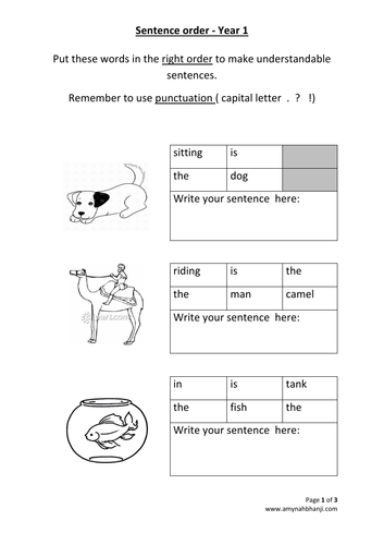 Year 1 - Sentence order