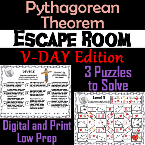 Pythagorean Theorem Game: Geometry Escape Room Valentine's Day Math Activity