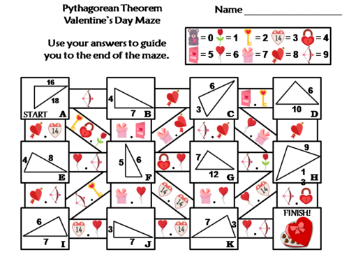 Pythagorean Theorem Activity: Valentine's Day Math Maze