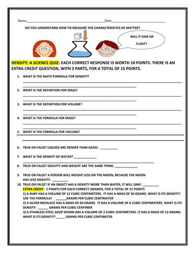 DENSITY: A TRUE /FALSE QUIZ: TAKE THE CHALLENGE!