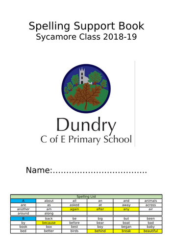 Year 2 Spelling Booklet