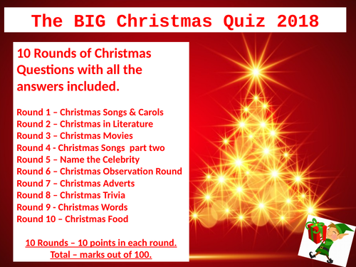 The Big Christmas Quiz 2018 Teaching Resources