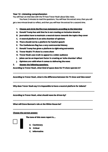 IB DP English B HL - Practice listening assessment