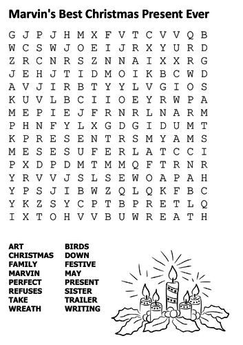 Marvin's Best Christmas Present Ever Word Search
