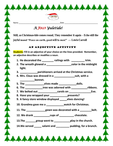 A JOLLY YULETIDE ACTIVITY: ADJECTIVES