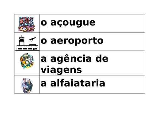 Lugares (Places in Portuguese) Word Wall