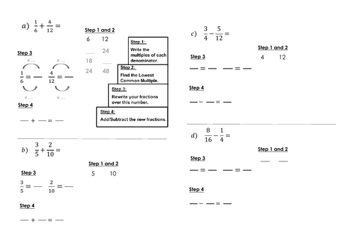 KS3 - Adding and Subtracting Fractions (Different Denominators)