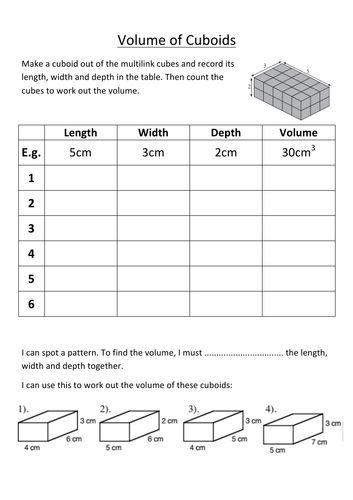 KS2/3 - Investigating the volume of cuboids