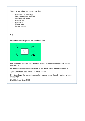 comparing fractions