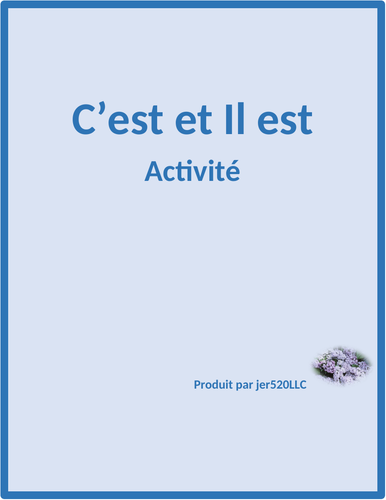 C'EST vs IL EST French Sentence Builder Activity