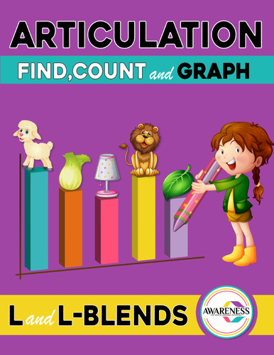 Articulation Activity; [ L and L blends] Worksheets Find, Count and Graph