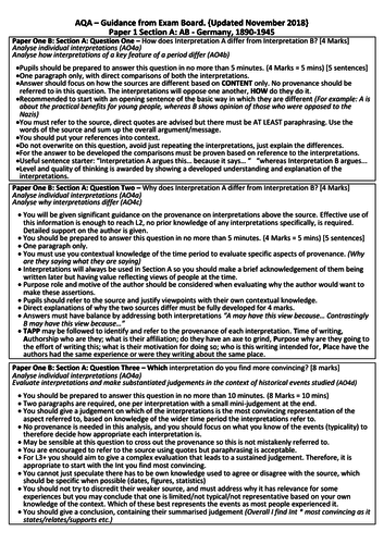 AQA GCSE How to Guide for question stems. Paper 1A