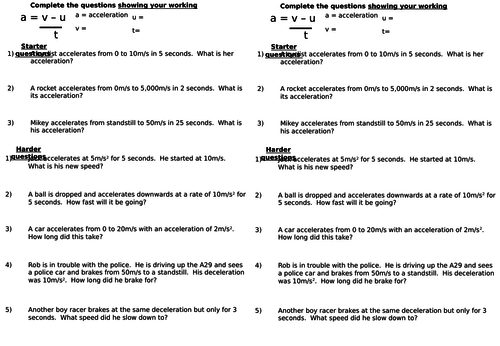 AQA Acceleration lesson