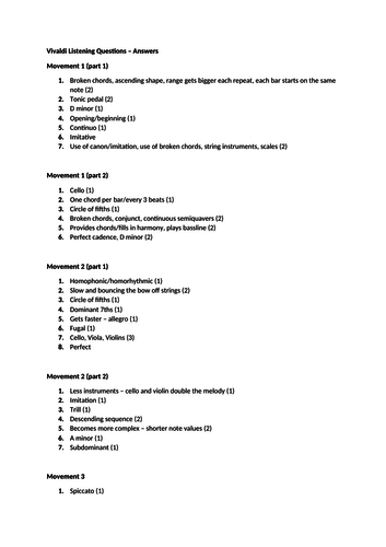 Vivaldi Concerto in D minor Listening Tests
