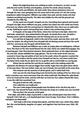 AQA Paper 1 example "Norse Mythology" by Neil Gaiman